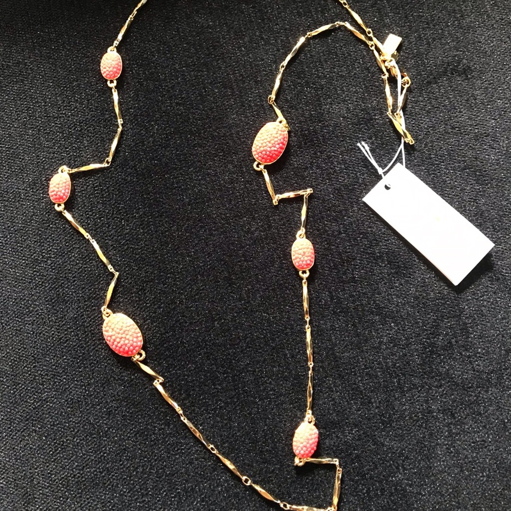 Kate Spade Pave The Way Coral & Gold Long Necklace